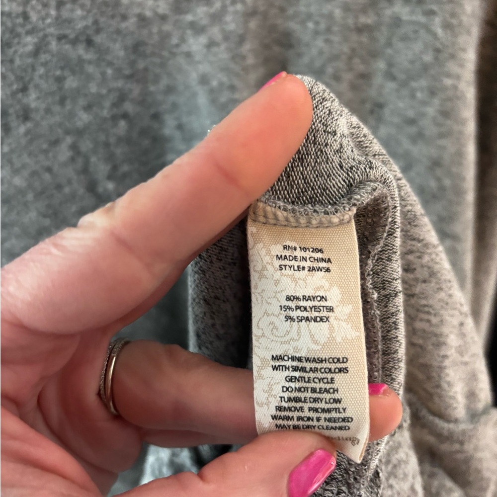 Soft Surroundings Fleece Tie Waist Gray Dress - Picture 8 of 10